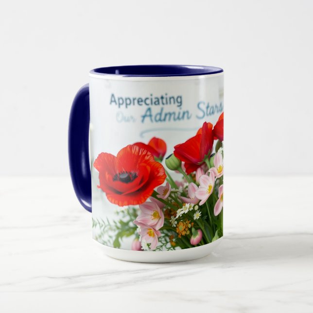 Red Poppies Admin Appreciation Floral Art Mug (Front Left)