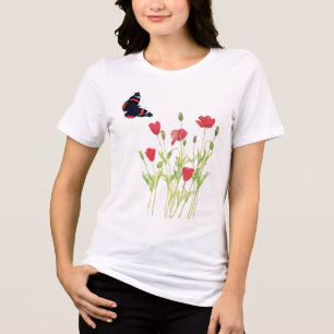 Red poppies, admiral butterfly T-Shirt Tri-Blend Shirt