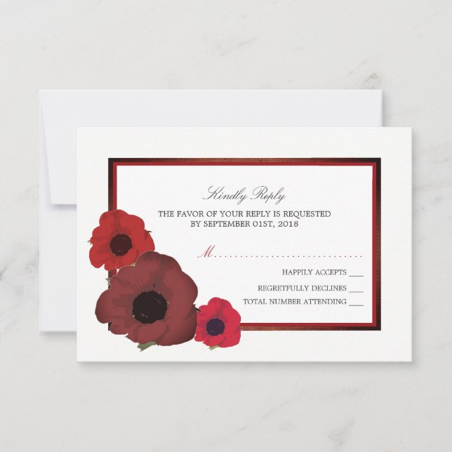 Red Poppies and Burlap Wedding RSVP (Front)