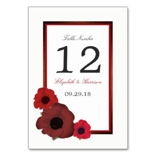 Red Poppies and Burlap Wedding Table No. Number
