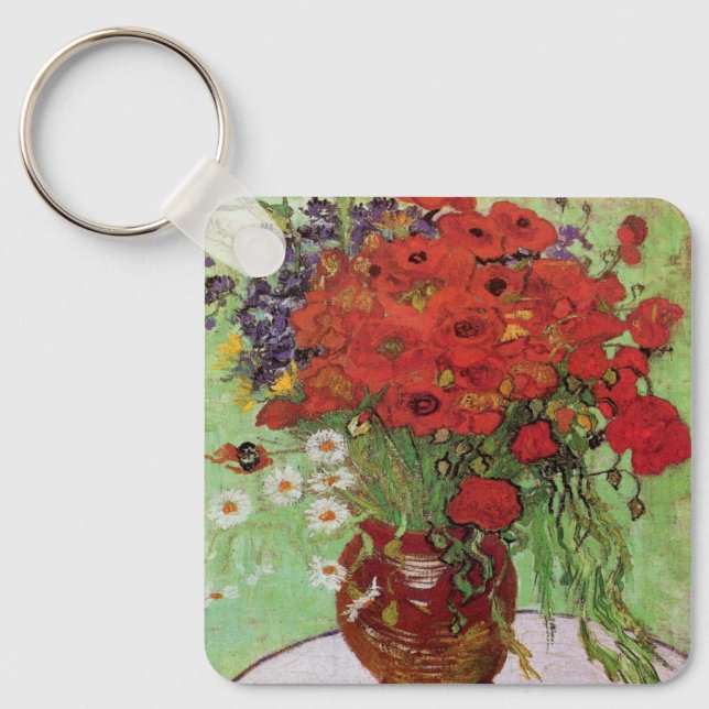 Red Poppies and Daisies By Vincent Van Gogh Key Ring (Front)