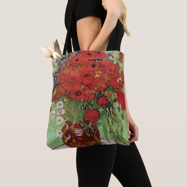 Red Poppies and Daisies By Vincent Van Gogh Tote Bag (Close Up)