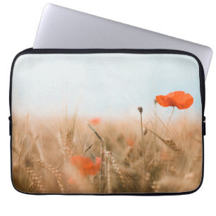Red Poppies and Gold Barley Laptop Sleeve