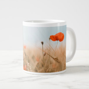 Red Poppies and Gold Barley Large Coffee Mug