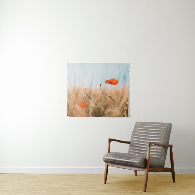Red Poppies and Gold Barley Tapestry (In Situ (Horizontal))