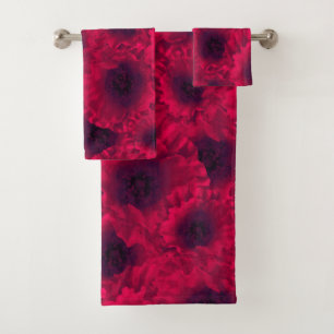 Red poppies bath towel set
