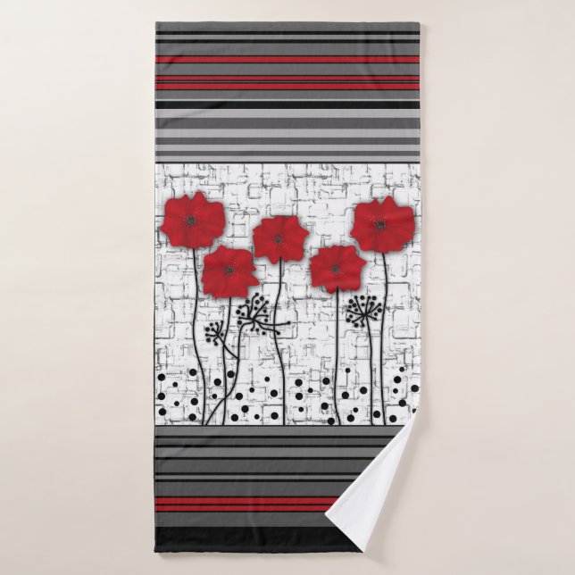 Red poppies  bath towel set (Bath Towel)