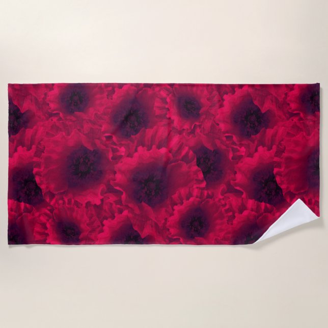 Red poppies beach towel (Front)