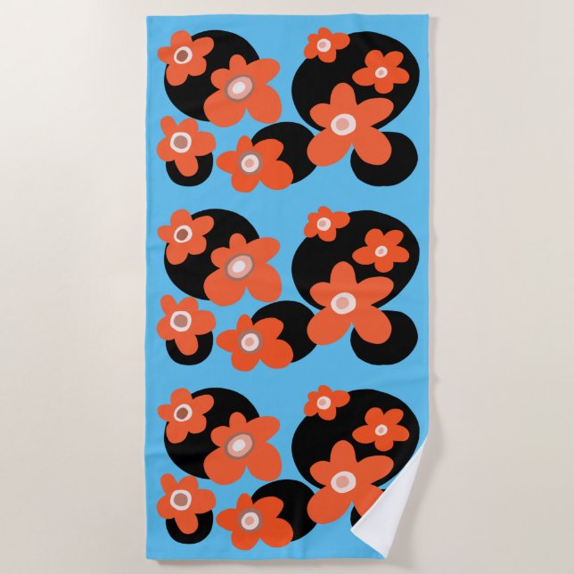 Red poppies beach towel (Front)