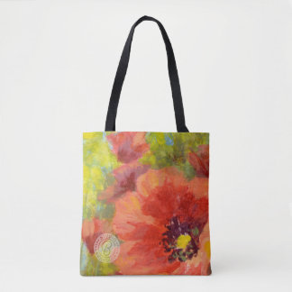 Red Poppies Big with Yellow Greens Tote Bag