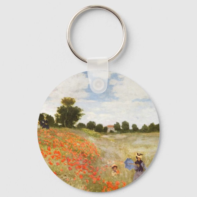 Red Poppies Blooming - Claude Monet Key Ring (Front)