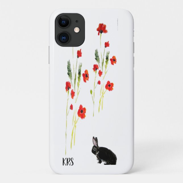 Red Poppies Bunny Rabbit Personalised Case-Mate iPhone Case (Back)