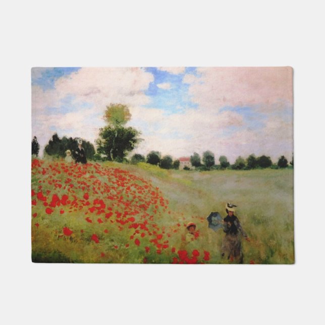 Red Poppies by Monet - Poppy Field Parasol Woman Doormat (Front)