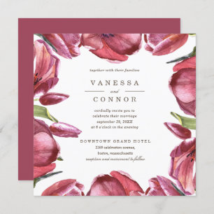 Red Poppies Classic Boho Floral Wedding Invitation