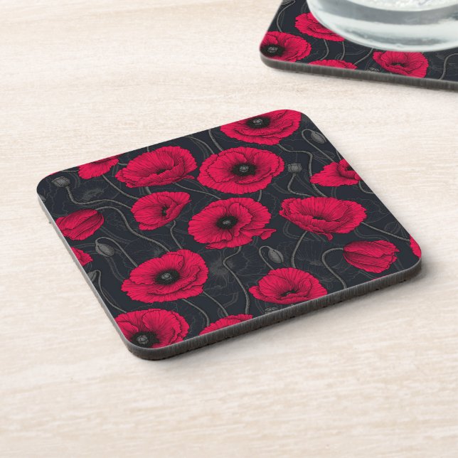 Red Poppies Coaster (Left Side)