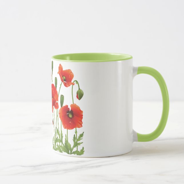 Red Poppies Coffee Mug Ukrainian Design (Right)
