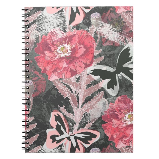 Red poppies.Colourful floral print. Notebook (Front)
