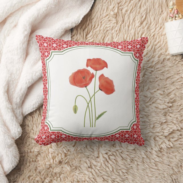 Red Poppies Countryside Summer Cushion (Blanket)