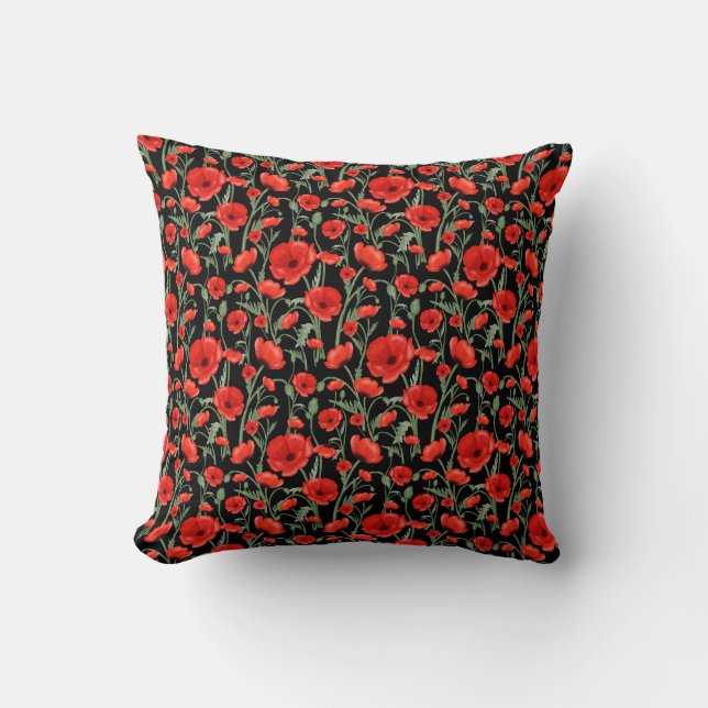 Red Poppies Cushion (Front)