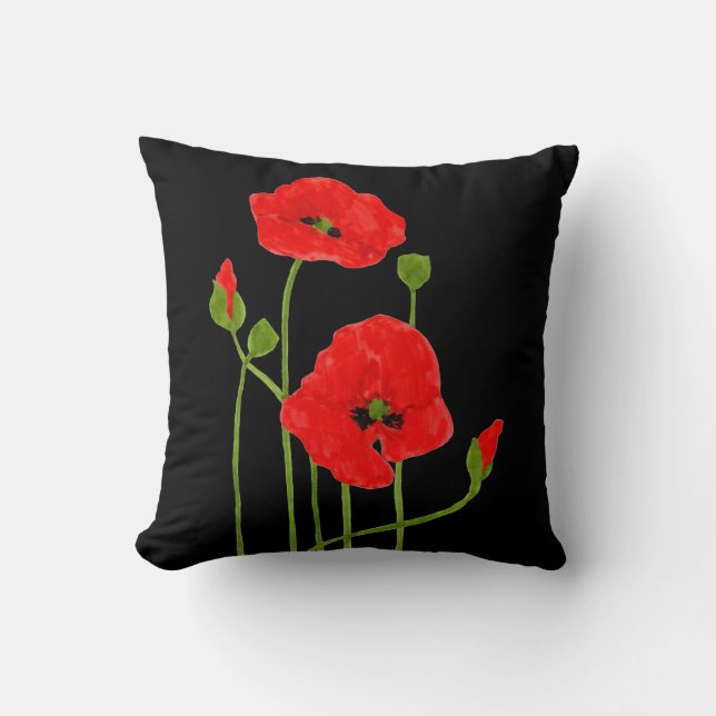 Red Poppies Cushion (Front)