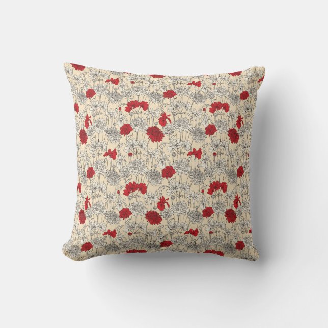 Red Poppies Cushion (Front)