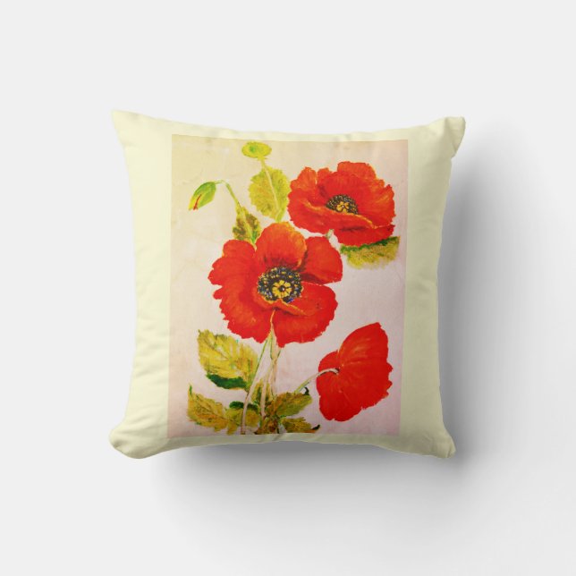 Red poppies cushion (Front)