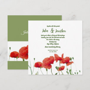 Red Poppies Custom Wedding Invitation