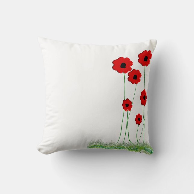 Red Poppies Decorative Pillow (Front)
