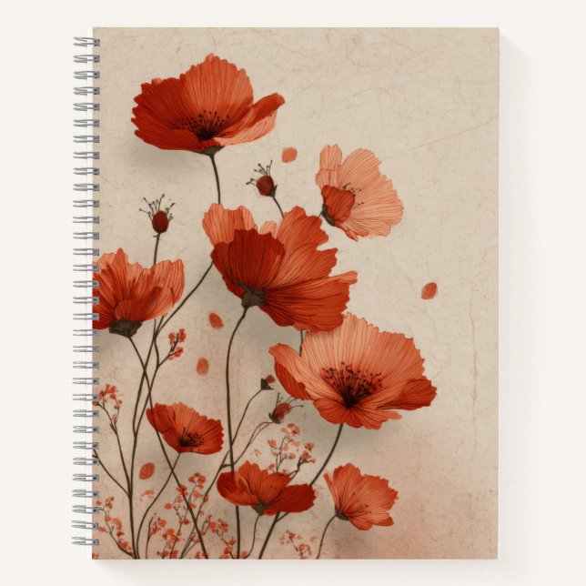 Red poppies.Deluxe Spiral  Notebook (Front)