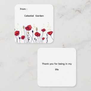 Red Poppies – Elegant Wildflower Square Business Card