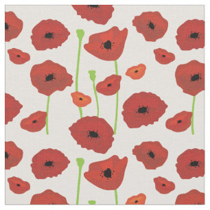 Red Poppies Fabric. Fabric