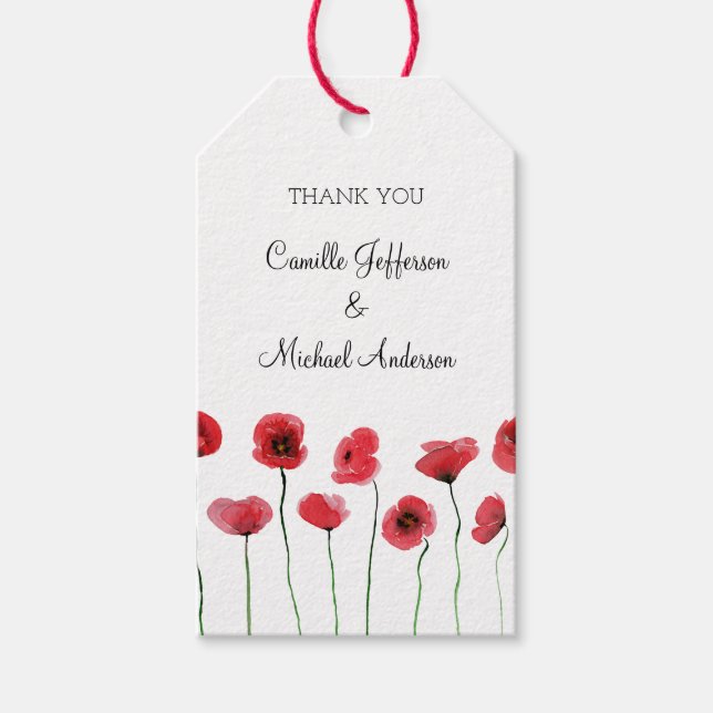 Red poppies favour tag (Front)