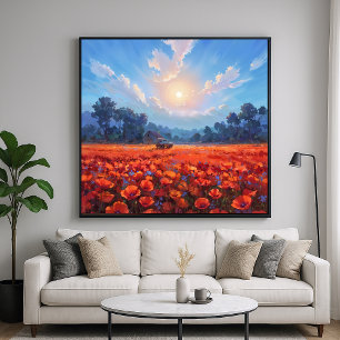 Red Poppies Field - Impressionism Landscape Style Poster