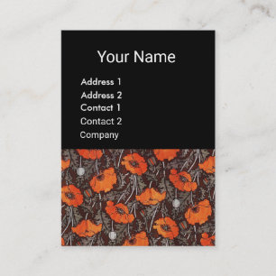 RED POPPIES Field Ruby Monogram White Black Floral Business Card