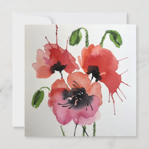 Red Poppies - Flat greeting card