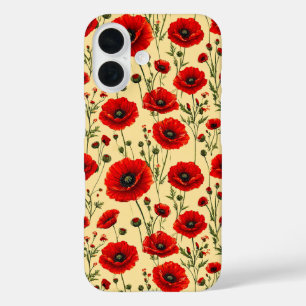 Red poppies Floral Aesthetic Gift ideas for her iPhone 16 Case