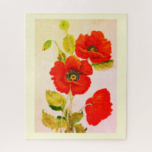 Red poppies floral art jigsaw puzzle