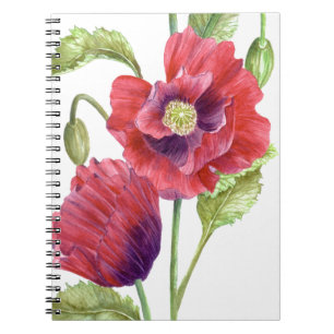 Red Poppies Floral Art Spiral Notebook