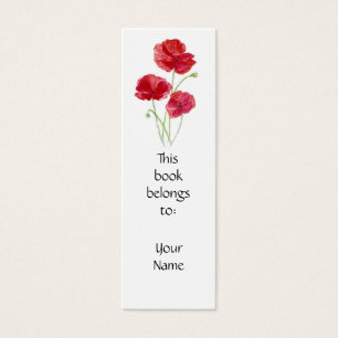 Red Poppies, Floral, Calendar Book Mark