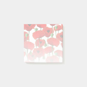 Red Poppies Floral Pattern Post-it Notes