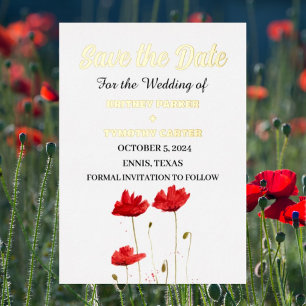 Red Poppies Floral Photo QR Code Wedding