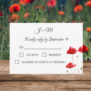 Red Poppies Floral Poppy flowers Modern RSVP