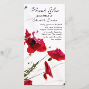 Red Poppies Floral Sympathy Thank You Card