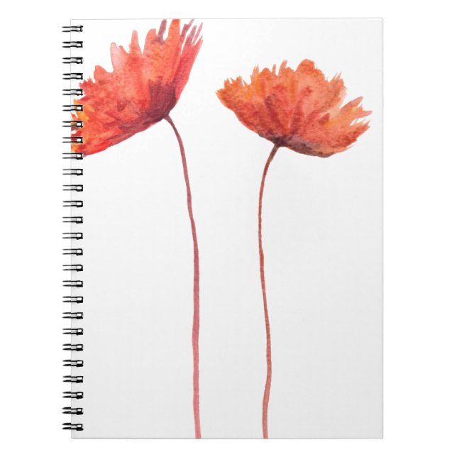 Red poppies Floral Watercolor Nature Country  Spiral Notebook (Front)