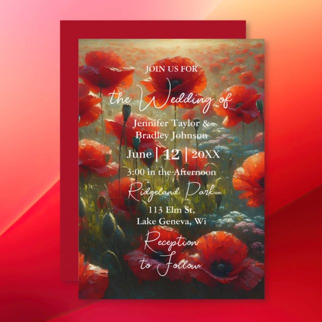 Red Poppies Floral Wedding  Invitation (Creator Uploaded)