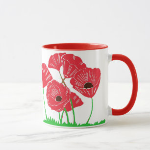 Red Poppies Flower Art Mug