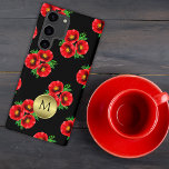 Red Poppies Gold Monogram  Samsung Galaxy Case<br><div class="desc">Elevate the appearance of your mobile phone with our Red Poppies Gold Monogram Sumsung Galaxy S22 Ultra Case! This case boasts a mesmerising black and red floral poppies design that exudes glamour and refinement to your device. The personalised monogram showcased on gold adds an unparalleled and individualised touch that distinguishes...</div>