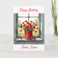 Red Poppies in a Coffee Tin Personalised Birthday 