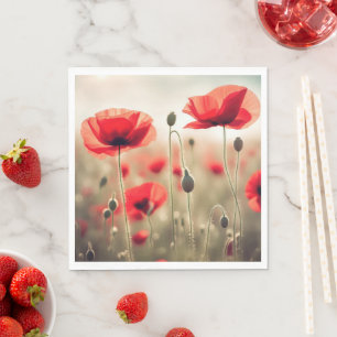 Red Poppies In a Field Napkin