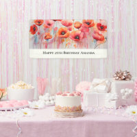 Red Poppies in a Field Watercolor Birthday